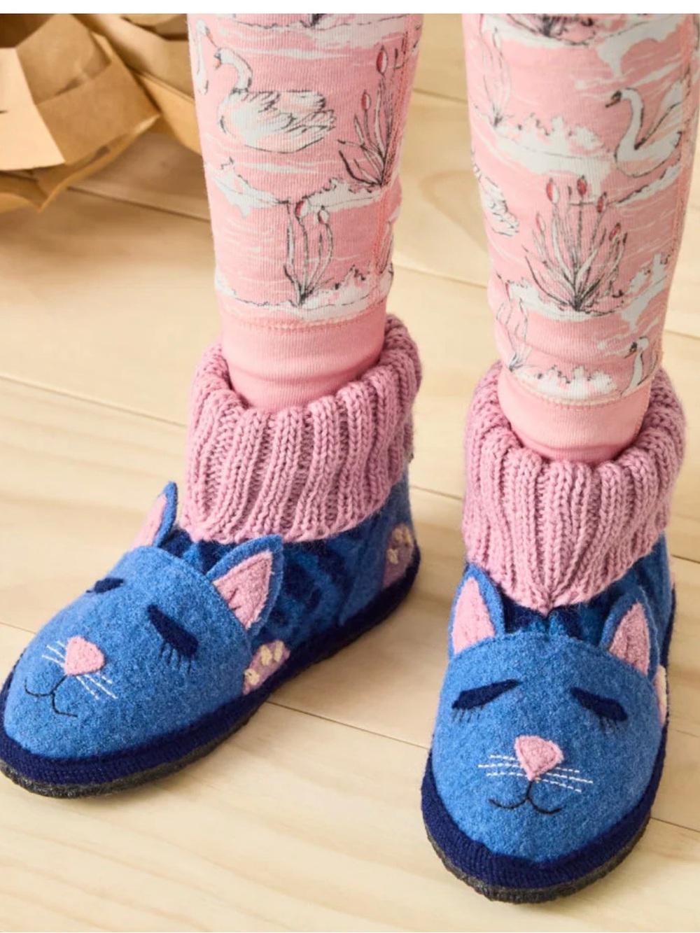 Garnet Hill Kids Cat Boiled Wool Slippers by Haflinger sz 2